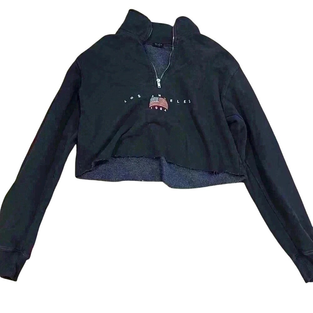 Brandy Melville cropped Los Angeles quarter zip up